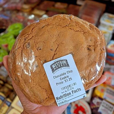 A fresh-baked West Side Market chocolate chip cookie