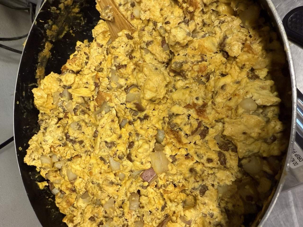 A fresh breakfast scramble in the pan at Westside Market